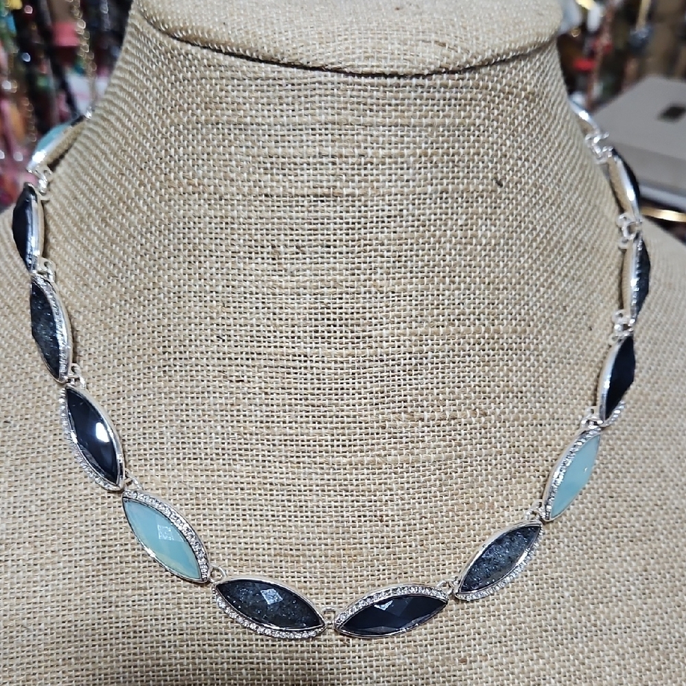 Bill Blass Elegant Silver and Blue Necklace